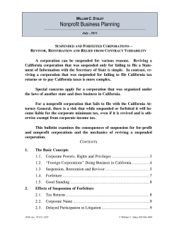 Suspended and forfeited corporations