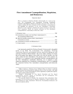 First Amendment Cosmopolitanism, Skepticism, and Democracy