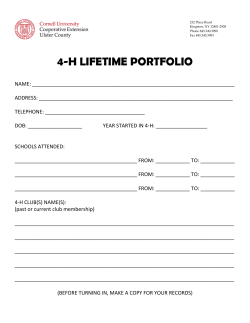 4-h lifetime portfolio - Cornell Cooperative Extension of Ulster County