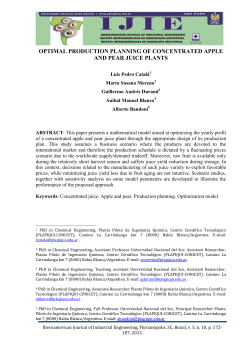 optimal production planning of concentrated apple and pear juice