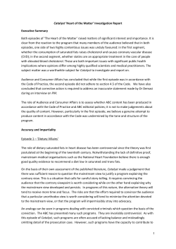 Catalyst `Heart of the Matter` Investigation Report