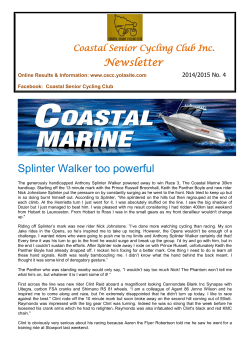 Splinter Walker too powerful - Coastal Senior Cycling Club Inc