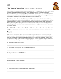 King Philip War and Marco Polo Homewrok