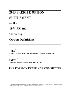 2005 BARRIER OPTION SUPPLEMENT to the 1998 FX and