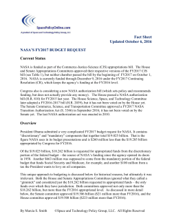 Fact Sheet Updated October 6, 2016 NASA`S FY2017 BUDGET