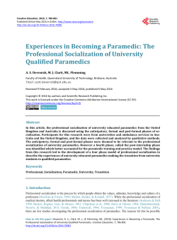 Experiences in Becoming a Paramedic: The Professional