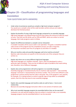 Chapter 29 – Classification of programming languages and translation