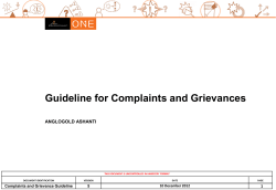 Complaints and Grievances Guideline