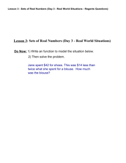 Lesson 3 - Sets of Real Numbers (Day 3 - Real World