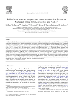 Pollen-based summer temperature reconstructions for the eastern