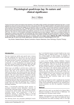 Stillman: Physiological quadriceps lag