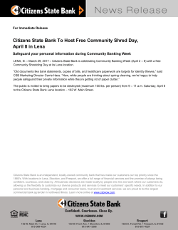 March 29, 2017 &ndash; Citizens State Bank To Host Free Community