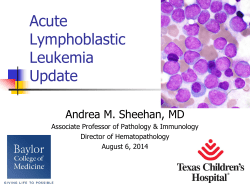 Acute Lymphoblastic Leukemia Update