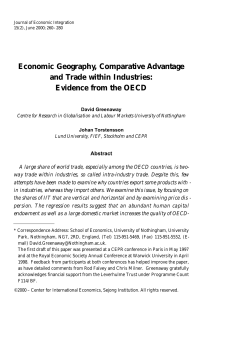 Economic Geography, Comparative Advantage and Trade within