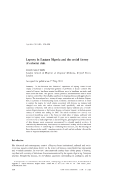 Leprosy in Eastern Nigeria and the social history of colonial