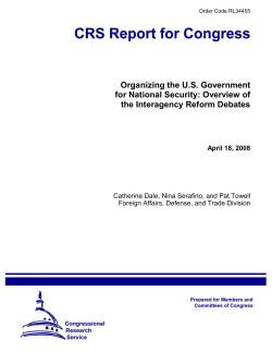 Organizing the US Government for National Security