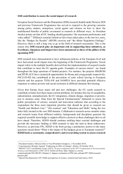 SSH contribution to assess the social impact of research European