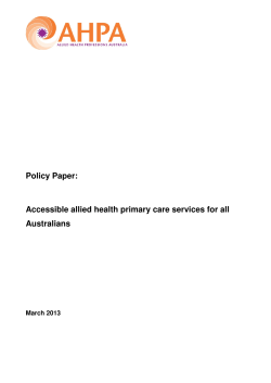 Accessible allied health primary care services for all Australians