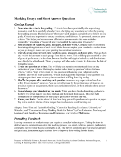 Marking Essays and Short Answer Questions