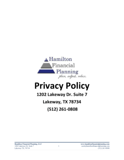Privacy Policy - Hamilton Financial Planning