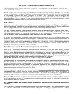 Changes Under the Health Professions Act