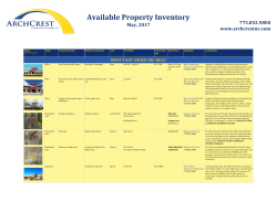 Available Property Inventory - Archcrest Commercial Partners