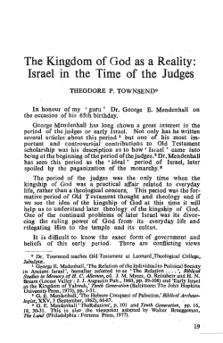 The Kingdom of God as a Reality: Israel in the Time of the Judges