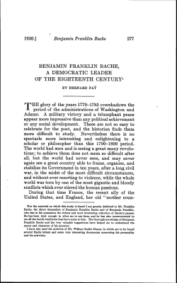 benjamin franklin bache, a democratic leader of the eighteenth century