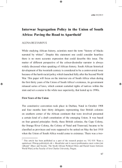 Interwar Segregation Policy in the Union of South Africa: Paving the