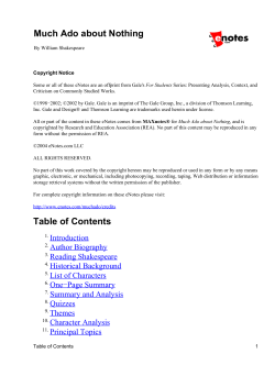 Much Ado about Nothing Table of Contents