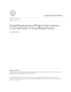 Formal Requirements of Pledge Under Louisiana Civil Code Article