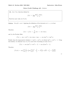 f(x) = lim sect &minus; secx t &minus; x .