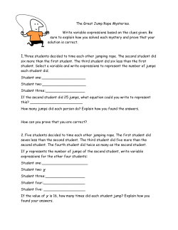 The Great Jump Rope Mysteries. Write variable expressions based