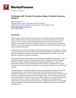 Challenges with Thermal Combustion Stage in Sulphur Recovery