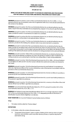 Bylaw 2017-06 - Election Bylaw