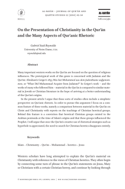 On the Presentation of Christianity in the Qurʾān and the Many