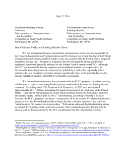 July 12, 2016 The Honorable Greg Walden The Honorable Anna