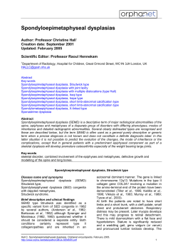 Spondyloepimetaphyseal dysplasias
