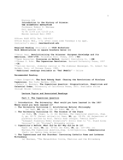 1 History 106 Introduction to the History of Science: THE