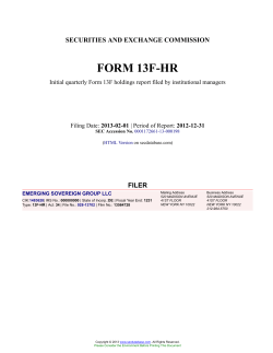 EMERGING SOVEREIGN GROUP LLC Form 13F-HR Filed 2013