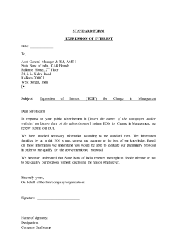 STANDARD FORM EXPRESSION OF INTEREST Date