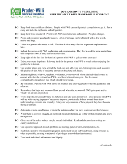 Do`s and Don`ts when Living with the Adult with PWS - Prader