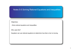 Notes 55 Solving Rational Equations and Inequalities