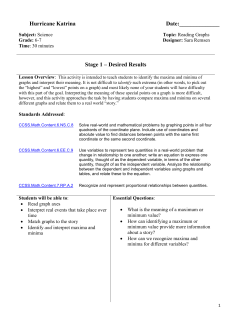 Hurricane Katrina Date: Stage 1 &ndash; Desired Results