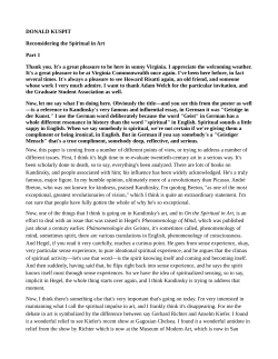 DONALD KUSPIT Reconsidering the Spiritual in