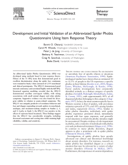Development and Initial Validation of an Abbreviated Spider Phobia