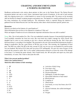 charting and documentation a nursing handover