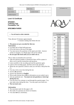 AQA Certificates Spanish Level 1- 2 Specimen question paper Level