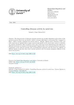 Controlling ribozyme activity by metal ions