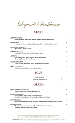 menu - Paragon Casino Resort